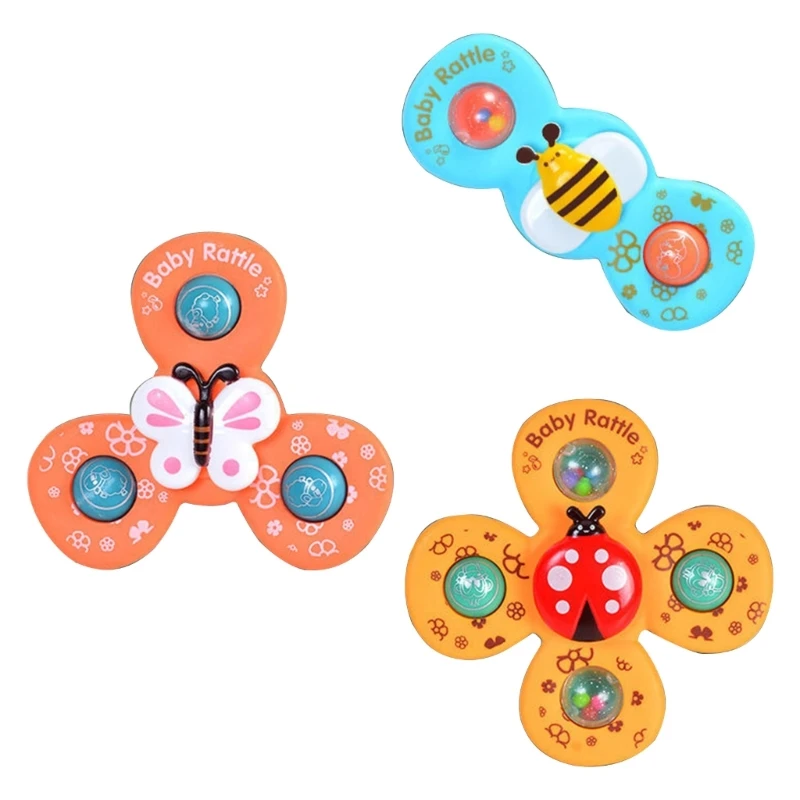 

3pcs Baby Bath Spinner Toy with Suction Cup Spinning Toy Insect Spin Sucker Toy for Babies Fidgeting Sensory Toy