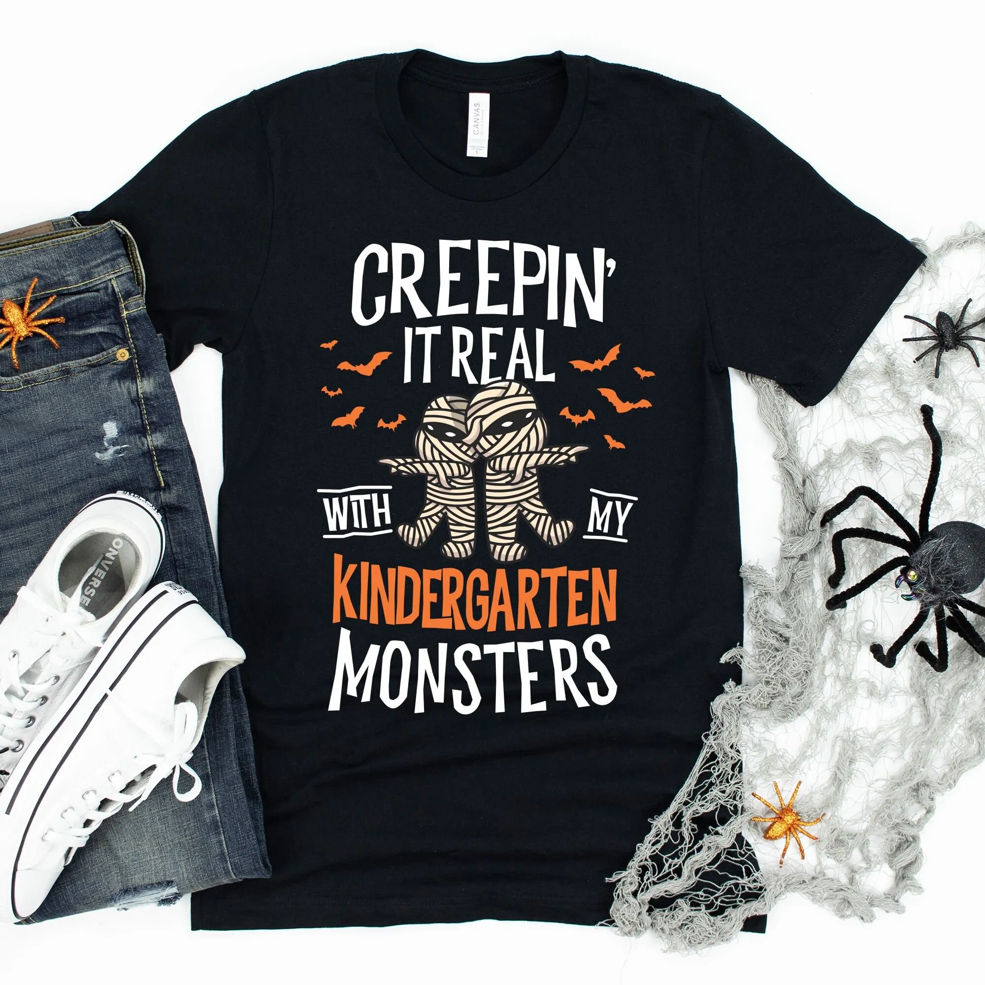 Creepin It Real With My Kindergarten Monsters Футболка Хэллоуин Учитель Ты не можете напугать меня