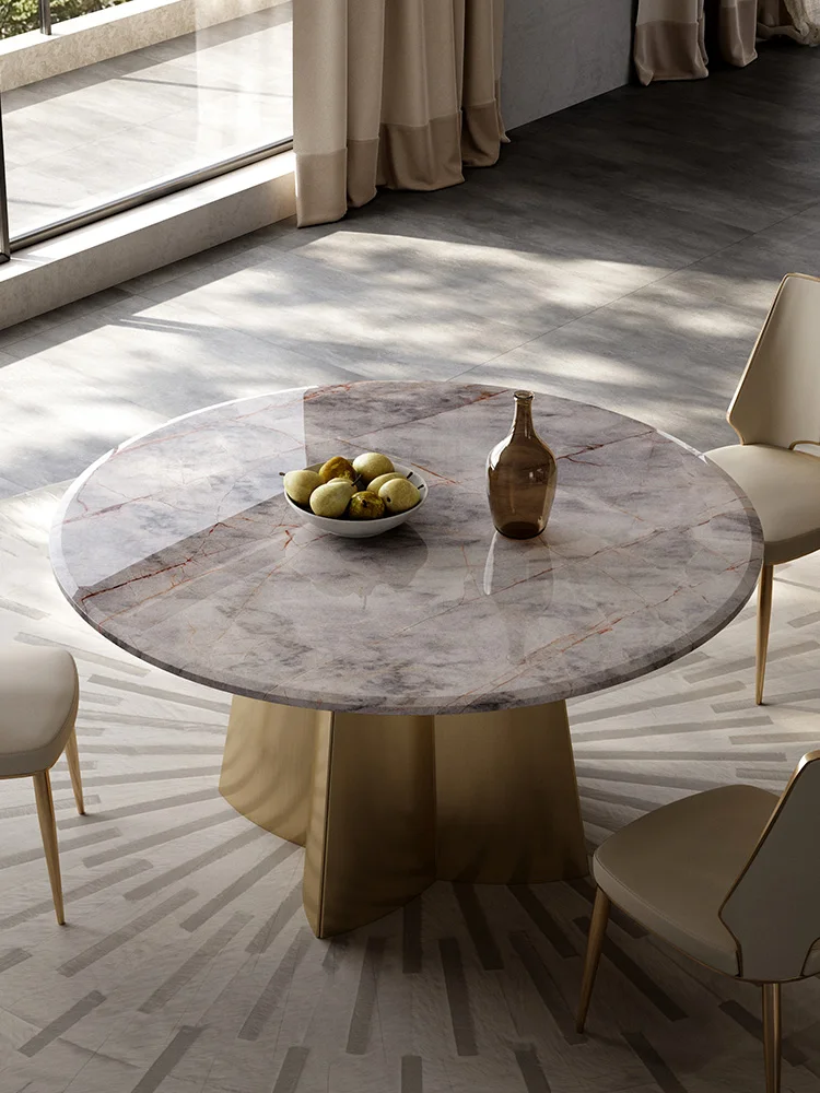 Natural marble table senior designer creative household table for 6 people table light luxury high-end