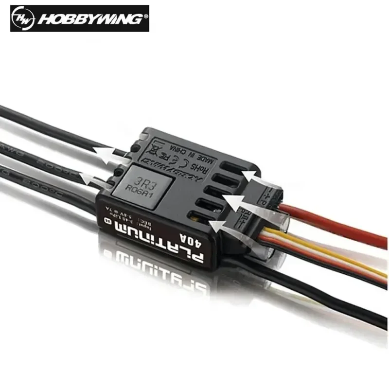 Фото Контроллер скорости VoltSHobbywing Platinum V4 25A 40A 60A 80A 120A ESC, 3-6S, бесщеточный, с BEC 5V/8A для радиоуправляемых самолетов и моделей с фиксированным крылом №4