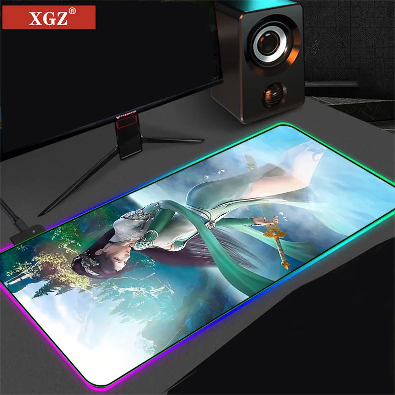 

XGZ симпатичный сексуальный аниме RGB коврик для мыши с обратной подсветкой большой коврик для мыши XXL коврик для мыши рабочего стола светодиодный коврик для мыши