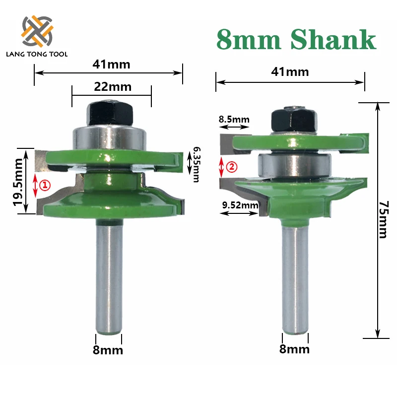 Набор фрез по дереву 8 мм 3 шт. большой шип направляющая для шкафа и | Инструменты