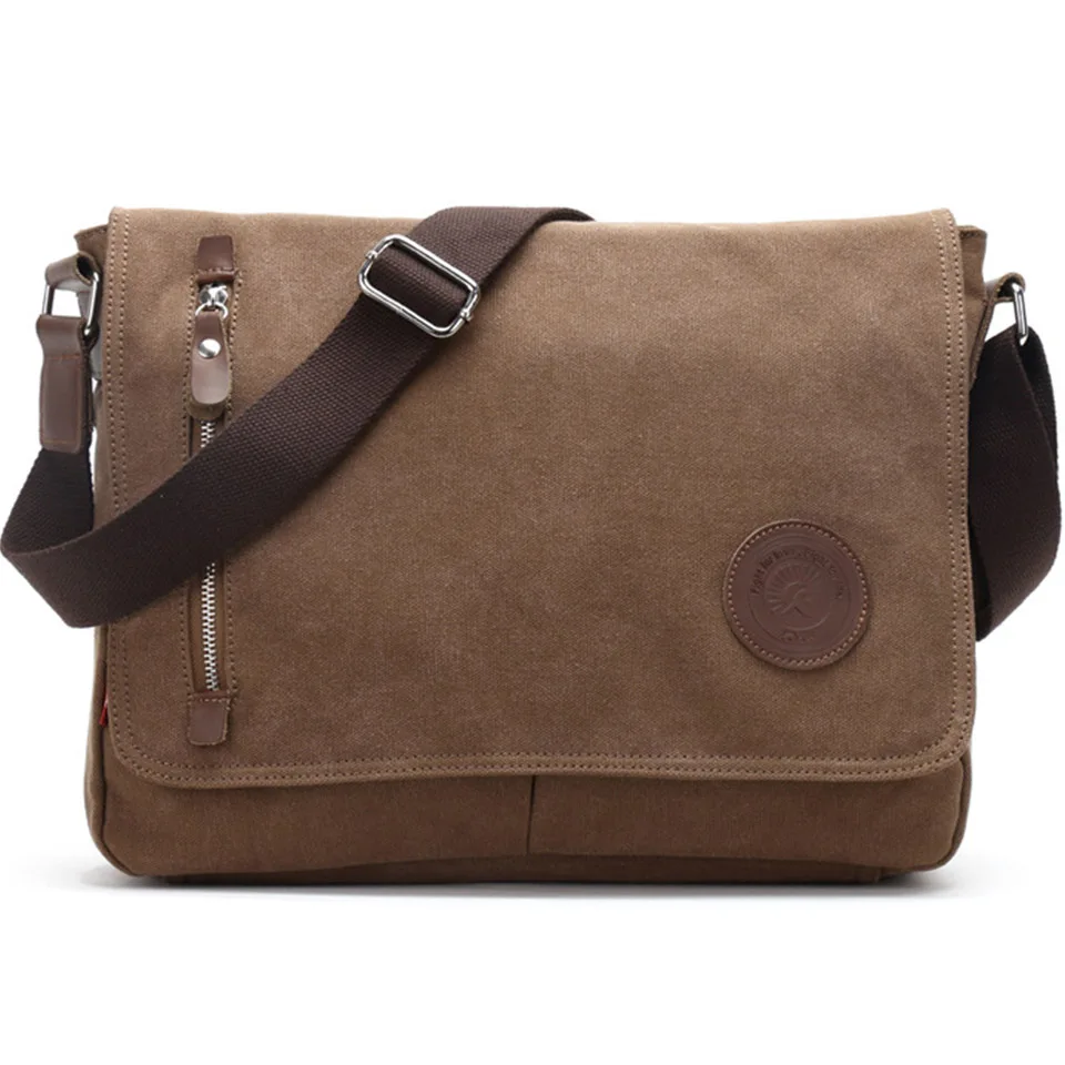Trendy New Canvas Bag Men's American Luxury Brand Design Horizontal Retro Travel Messenger Shoulder Bag Student Schoolbag M309