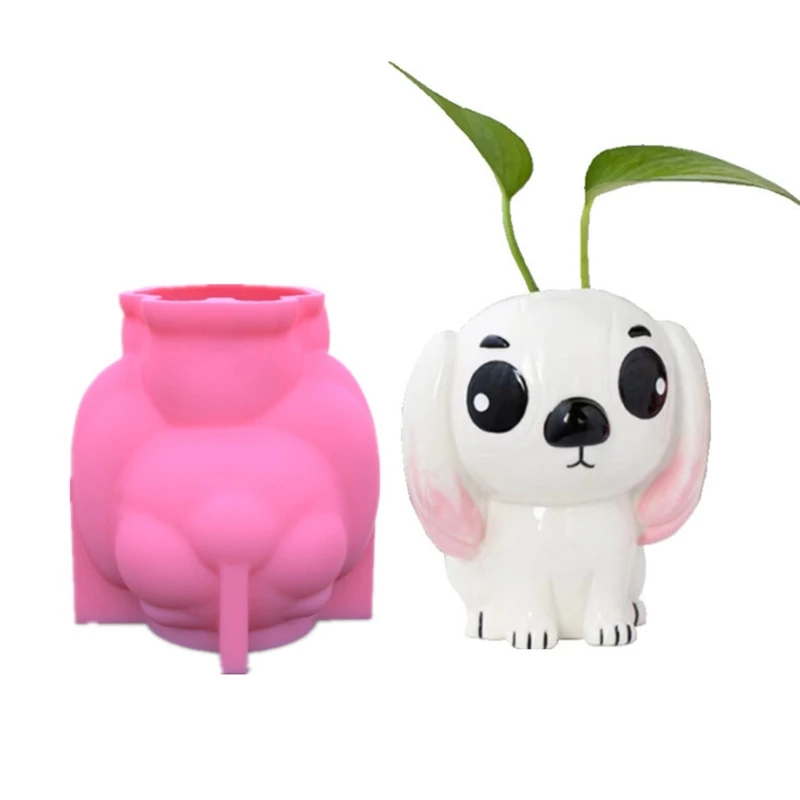 

Q81D Big-eyed Dog 3D Flowerpot Epoxy Resin Mold Succulents Vase Gypsum Candle Concrete Plaster Silicone Mould DIY Crafts Home
