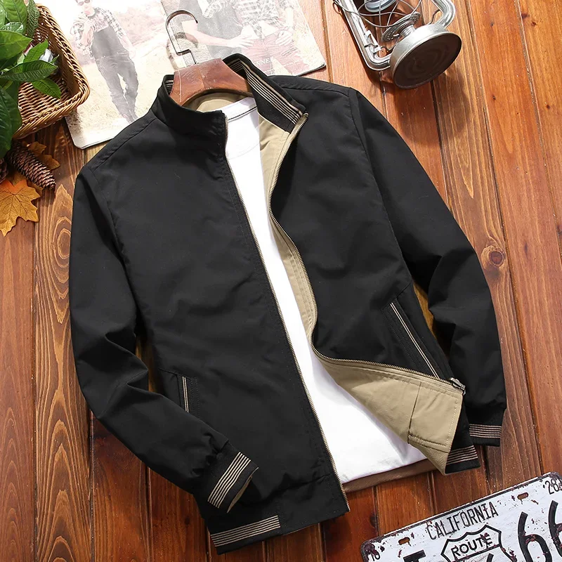 

Autumn Lightweight Jacket Men Stand Collar Bomber Jacket Thin Breathe Casual Coats For Men Zip Up Coat Men Fashion Clothing