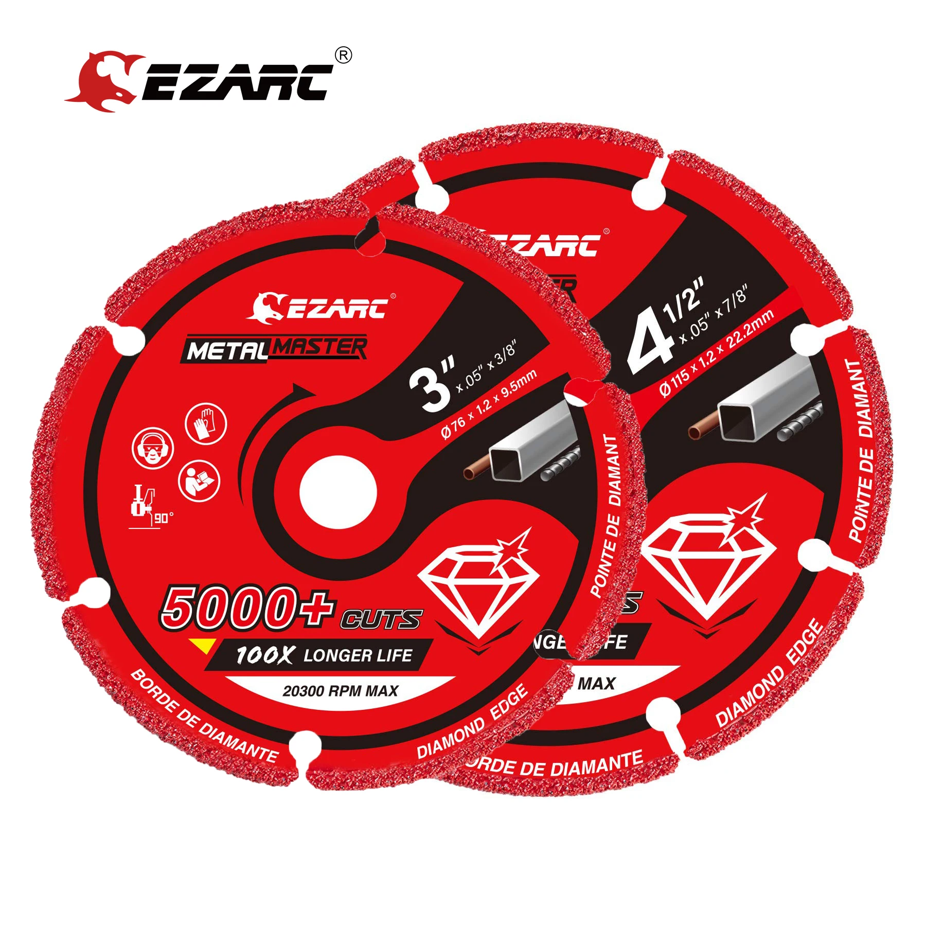 Алмазный режущий диск EZARC 3x3/8 дюйма и 4-1/2x7/8 для металла отрезной круг с более чем