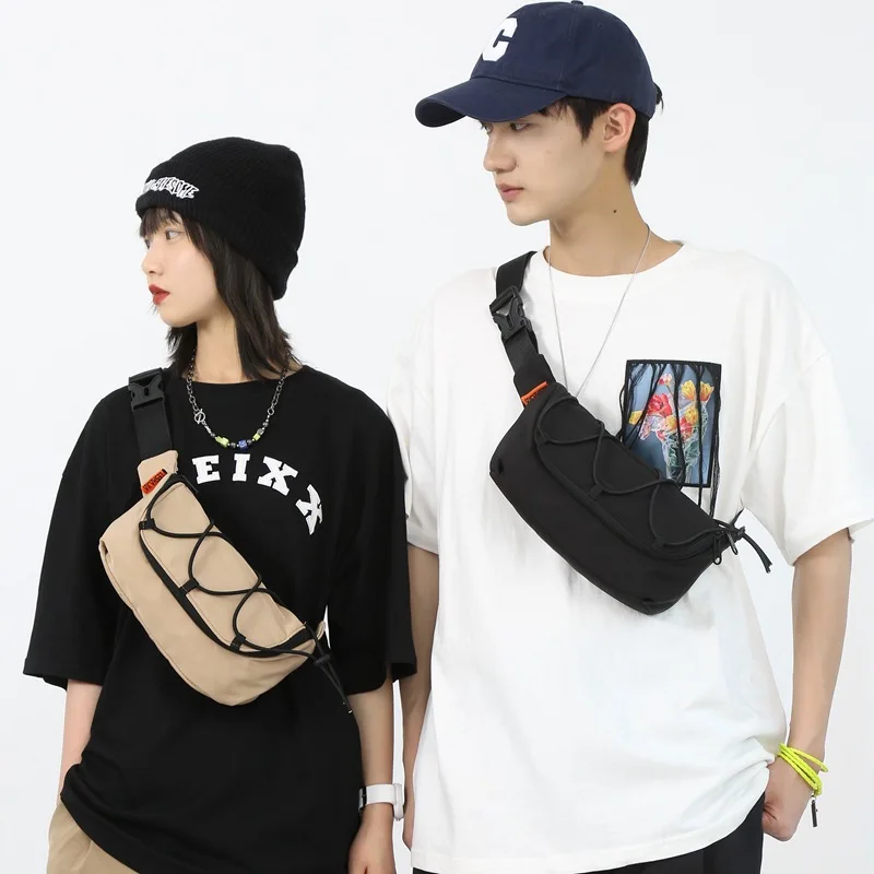 2022 Fashion Small chest bag for men Trend White men's shoulder bag Nylon Cross bag men Casual Sports Running Phone Waist pack