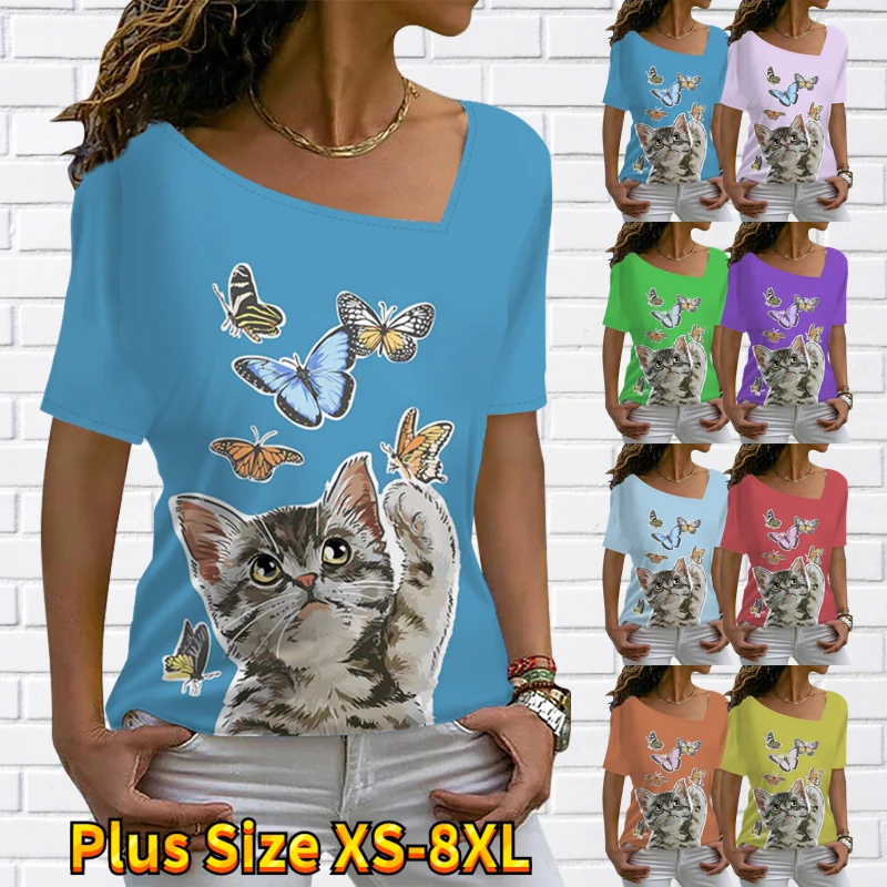 

Женская футболка с коротким рукавом и V-образным вырезом, с принтом