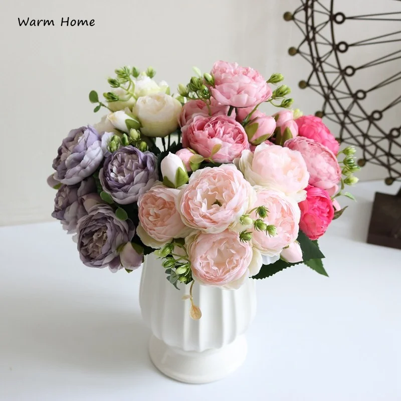 

Silk Peony Bouquet Wedding Party Fake Plants Diy Artificial Roses Flowers Office Home Decor Accessories Christmas Decorations