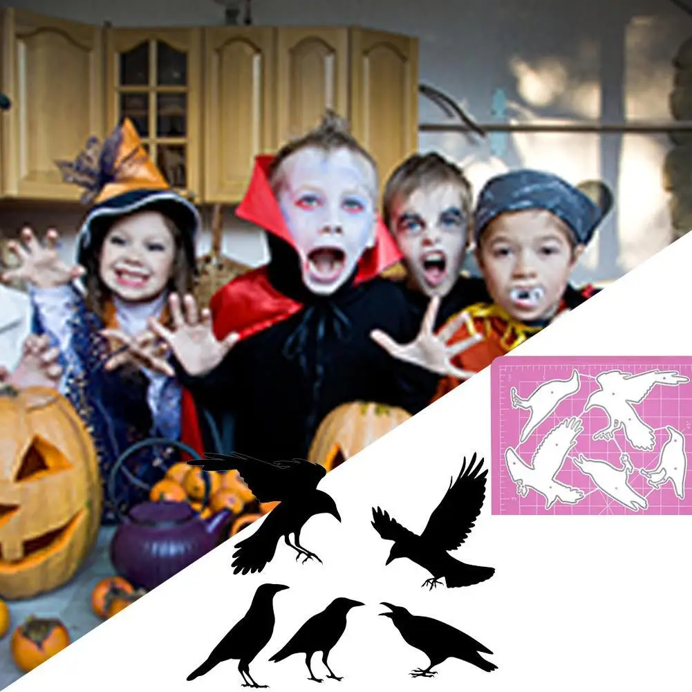 Черные вороны металлические трафареты Хэллоуин птицы набор трафарет для DIY