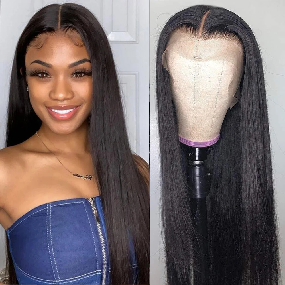 

13X4/13X6 прямые HD прозрачные кружевные передние человеческие волосы парики для женщин предварительно выщипанные Remy бразильские 4x4 кружевные з...