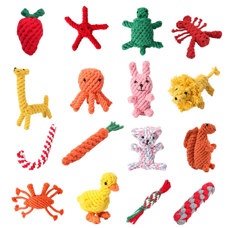 

1pc Pet Dog Toys Cartoon Animal Dog Chew Toys Durable Braided Bite Resistant Puppy Molar Cleaning Teeth Cotton Rope Toy