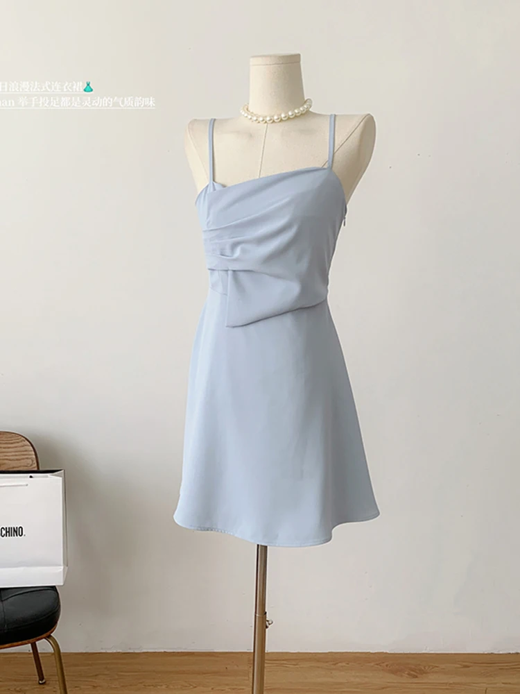 

Женское шифоновое платье на бретелях-спагетти, повседневное ТРАПЕЦИЕВИДНОЕ ПЛАТЬЕ с высокой талией и завышенной талией, в винтажном стиле, лето 2023