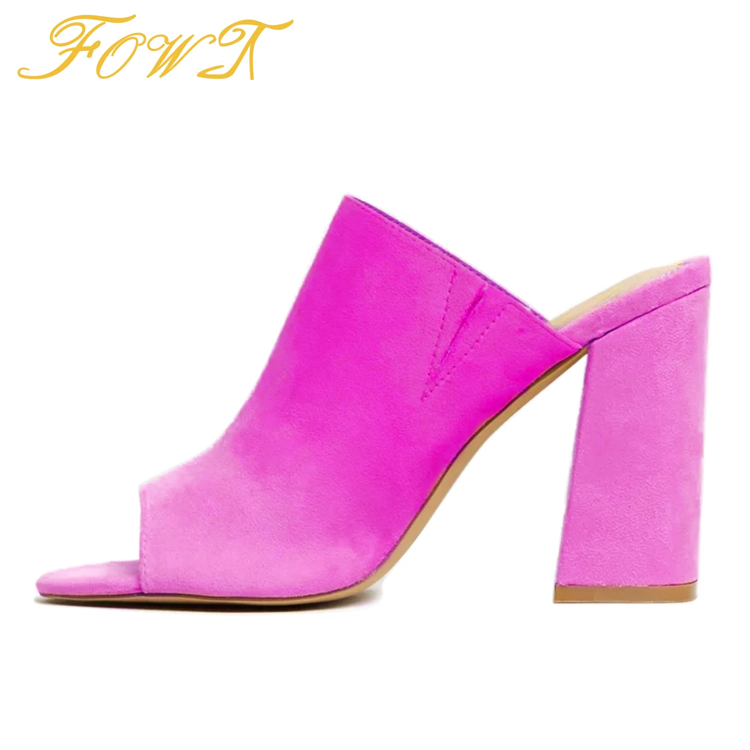

Сандалии женские на массивном каблуке, Босоножки с открытым носком, Уличная обувь для повседневного ношения, цвет РОЗОВЫЙ, градиент, большие размеры 42 43, лето