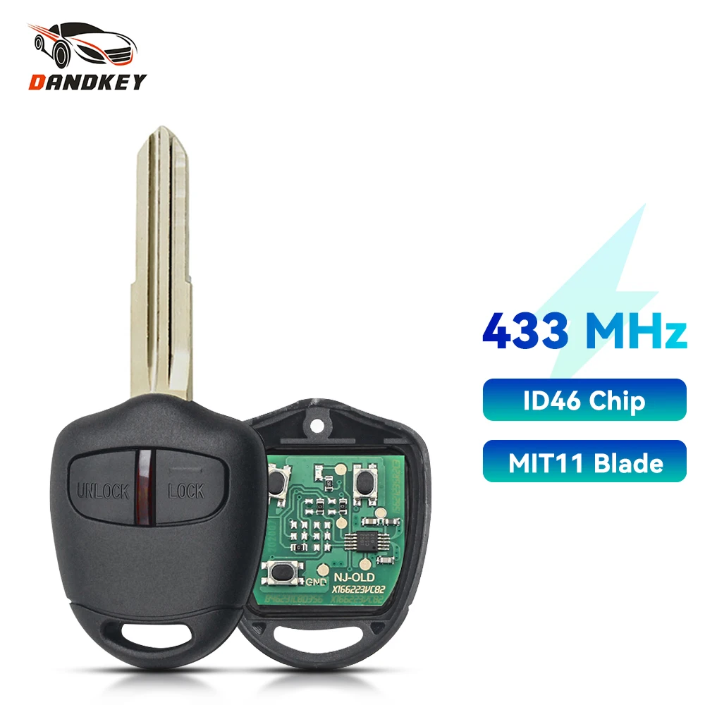 Автомобильный пульт-ключ Dandkey, 433 МГц, ID46, для Mitsubishi Outlander, Pajero, Montero, Triton, ASX, Lancer 2005, 2006, 2007, 2008, 2009