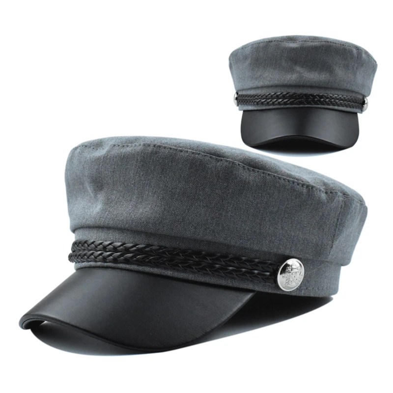 

Повседневные женские шапки в стиле милитари, Кепка с плоским верхом, женская шапка в стиле милитари на весну и осень, блестящая универсальна...