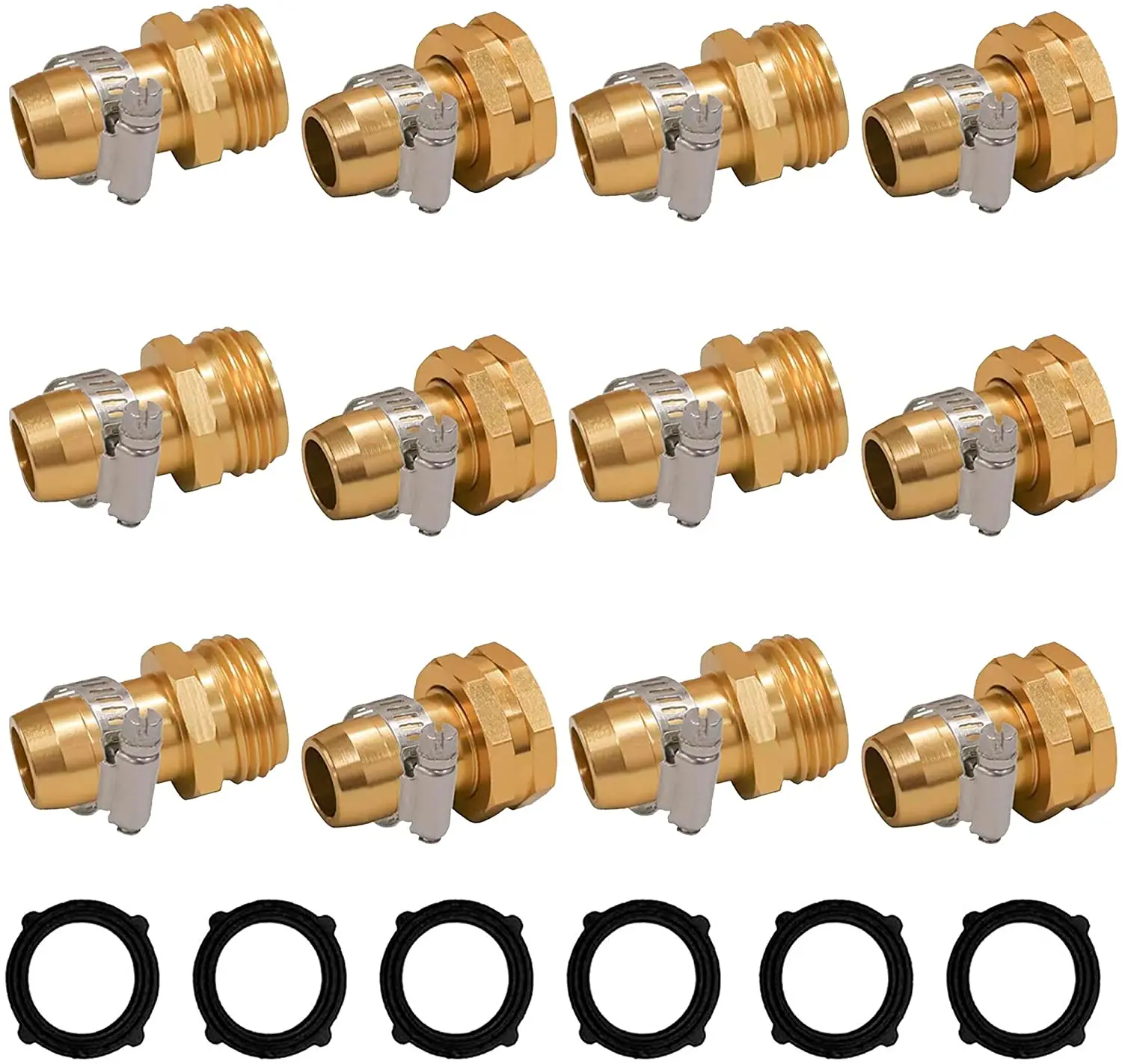 

2/4/6 Pair Water Pipe Connector Garden Hose Connector Clamp Fits 3/4 \\ \"or 5/8\\\" Garden Hose Fittings