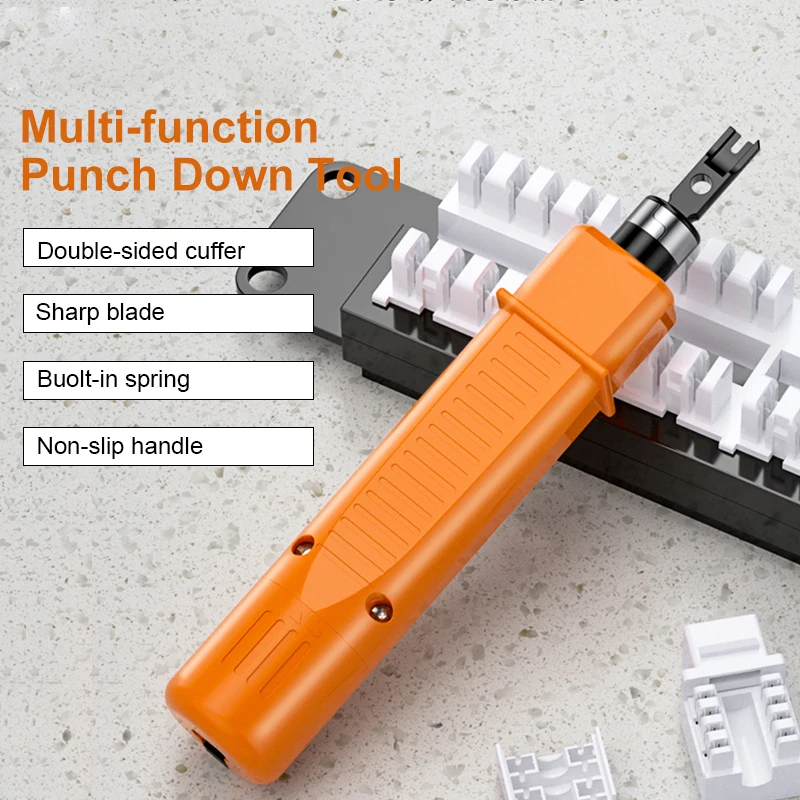 

Punching Type 110 Double Piece Wire Stripper Network Cable Terminal Insertion Tool Pliers Cutter Handle Layout Round Grip Lever