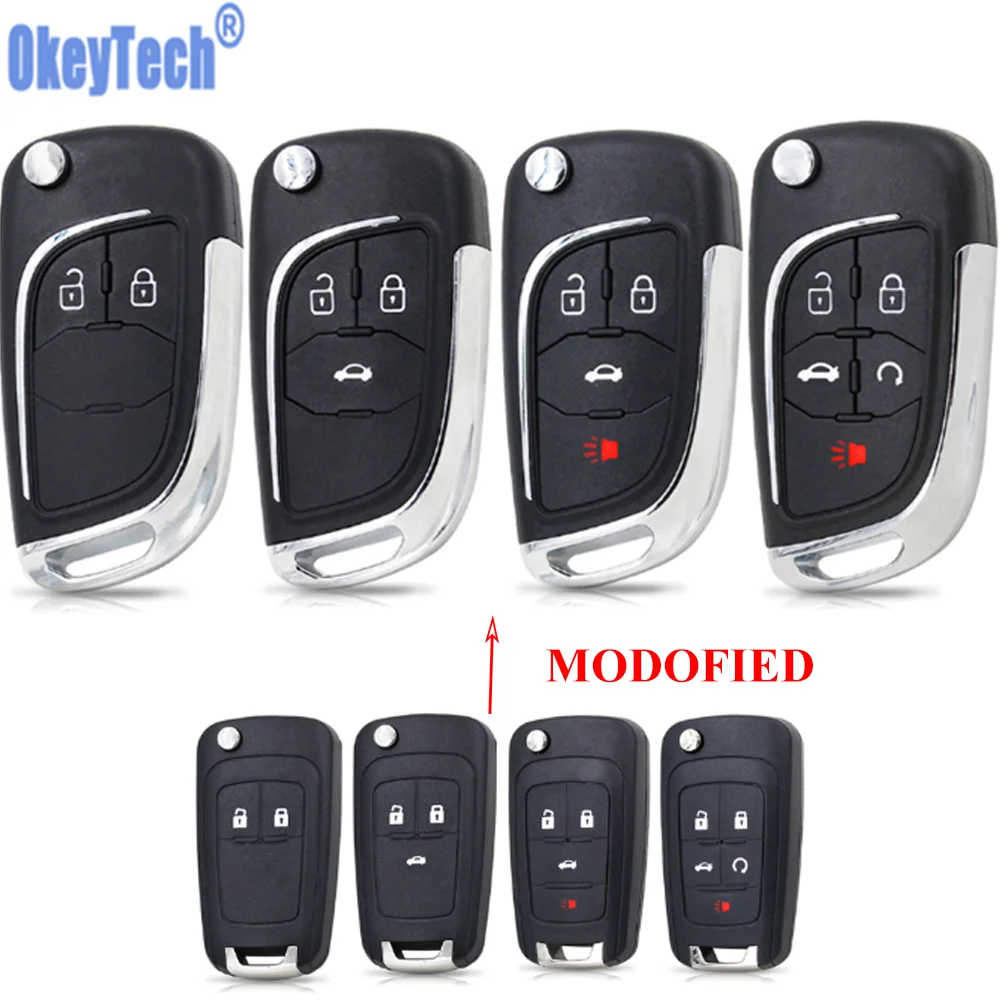 

OkeyTech Modified 2/3/4/5 BTN For Chevrolet Cruze Epica Camaro For Opel Vauxhall Insignia Astra For Buick Remote Key Shell Case