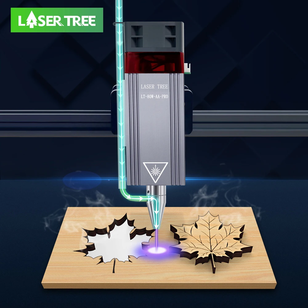 LASER TREE 80W Laser Module with Air Assist 450nm Blue Light Engraving Tool Head for CNC Laser Cutting Machine Woodworking Tools