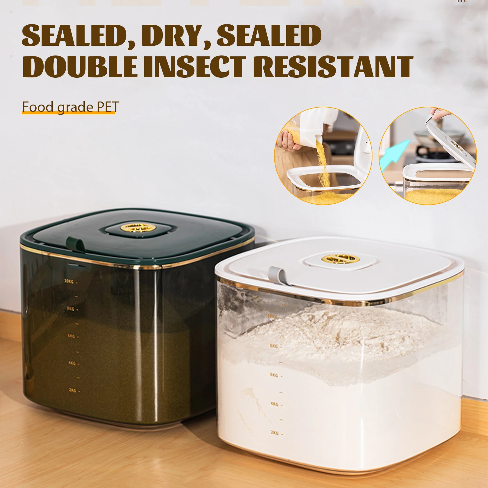 

Food Grade Grain Bucket Multipurpose Food Storage Box For Home Kitchen