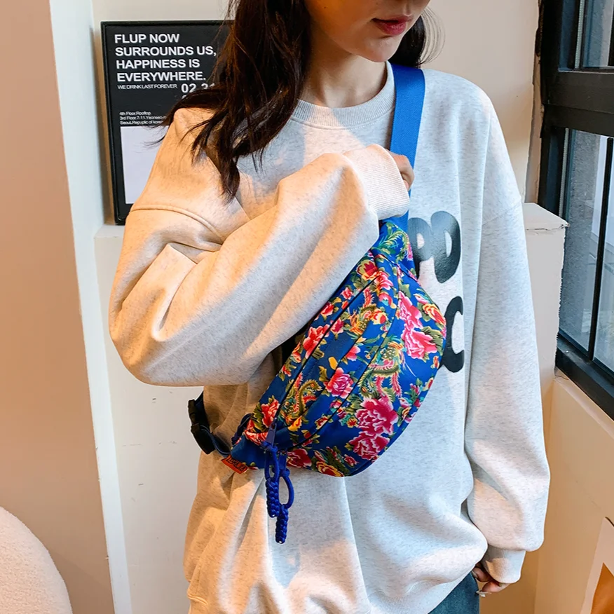 Винтажная Женская Нагрудная Сумка С Цветочным Принтом 2024 Повседневная Легкая