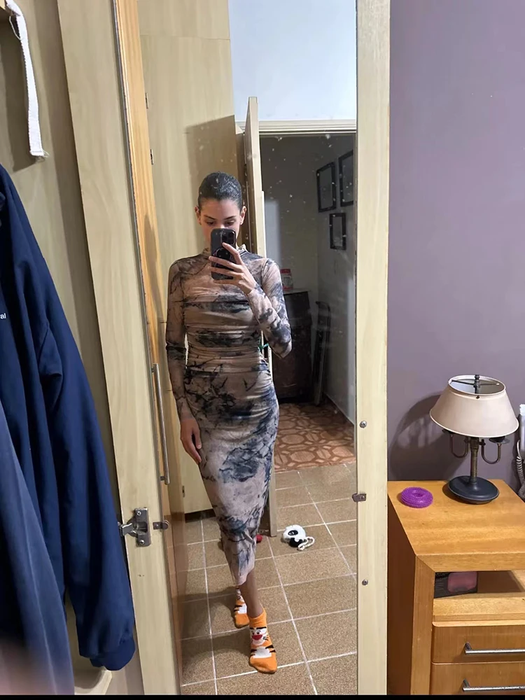 Женское винтажное платье миди SIYANG плиссированное из тюля на молнии сбоку с