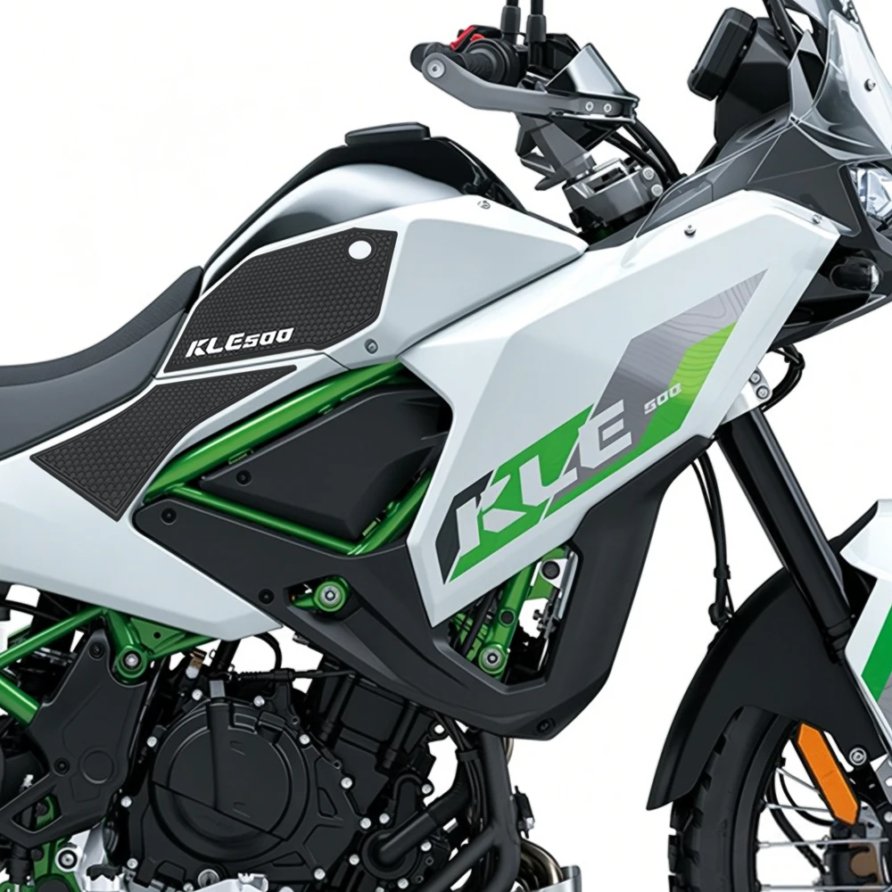 Фото Для мотоцикла Kawasaki KLE500 SE ABS 2026: Накладка на топливный бак, противоскользящие боковые наклейки для коленей, аксессуары для улучшения сцепления №4