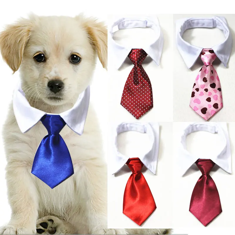 Pet Formal Necktie Pet Tie Dog Cat Fake Collar Tuxedo Bow Tie Cute Adjustable Solid Color For Wedding Pet Accessory