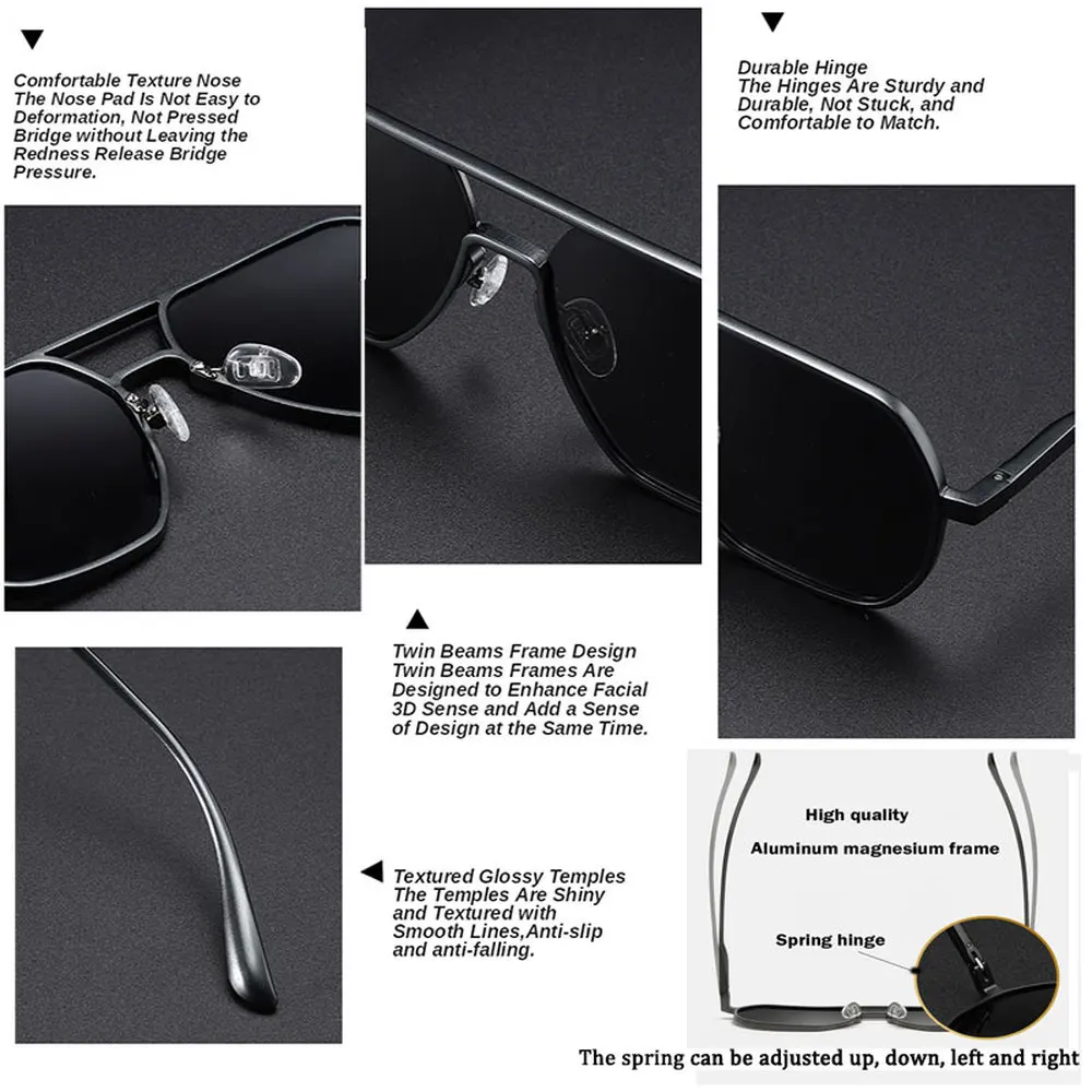 Мужские солнцезащитные очки с поляризацией винтажные брендовые из алюминия и