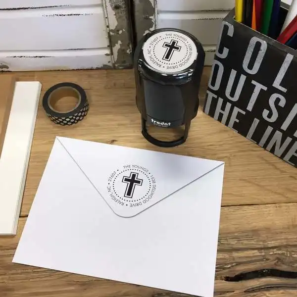 

Personalized Round Self-Inking Rubber Stamp - The Taylor's