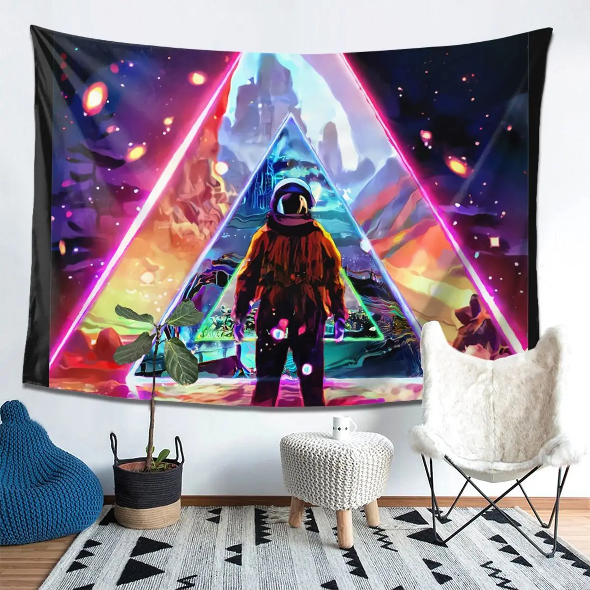 

Cosmic Triangle Travel Tapestry Kawaii Room Decor Custom tapestry Aesthetic Art Walposter Polyester Table Cover Yoga Beach towel