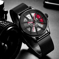 mens sports wheel hub watches luxury stainless steel mesh belt waterproof quartz watch for men luminous clock relogio masculino