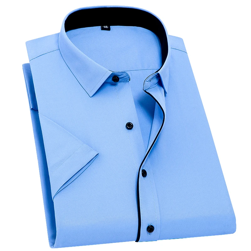Summer Men's Short Sleeve Shirts Design Standard-fit Comfortable Business Formal Blouse Male White Dress Shirt 8XL 7XL 6XL 5XL
