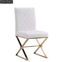Luxury White Dining Chairs Stainless Steel Gold Legs Makeup Chair Kitchen Use with Table Sillas Ratan Jardin Sedie Pranzo