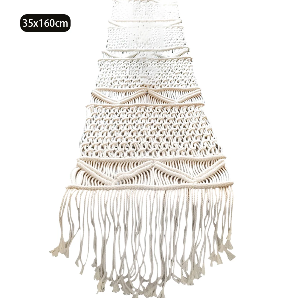 

Wedding Party Home Decor Handmade Table Runner Christmas Macrame Tassel Dining Nordic Holiday Woven Ornaments Banquet Farmhouse