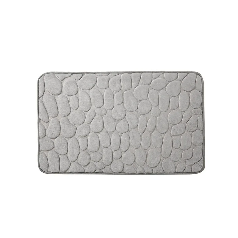 

Cobblestone Embossed Bathroom Bath Mat Coral Fleece Non-slip Carpet In Bathtub Floor Rug Shower Room Doormat Memory Foam Pad