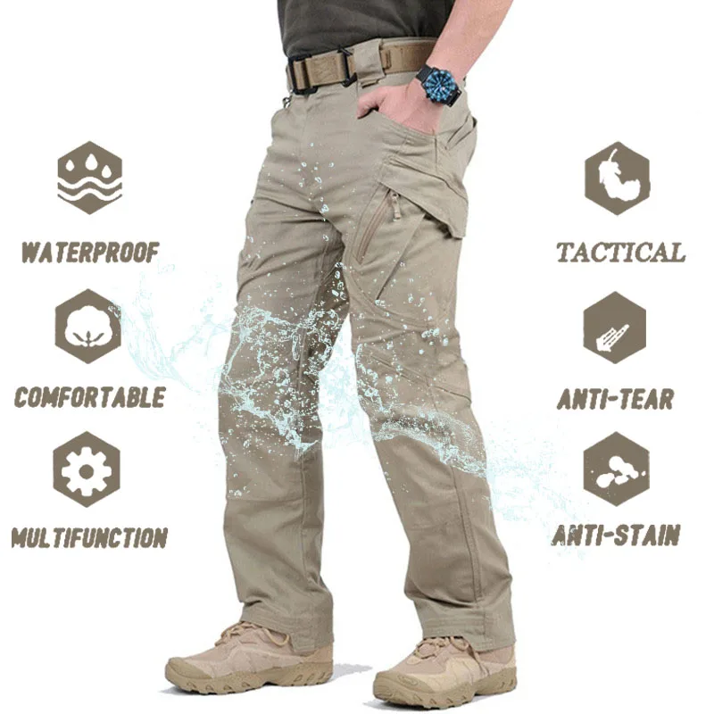 Men's Outdoor Military Casual Tactical Pants Breath Waterproof Cargo Pant Men Army Retícula Camping Fishing Lightweight Trousers