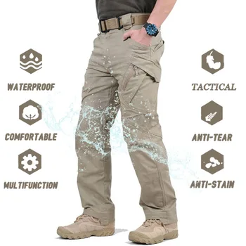 Calças táticas militares ao ar livre dos homens casuais respiração à prova dwaterproof água carga pant exército retícula acampamento pesca leve 1