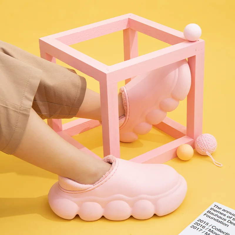 Autumn Winter 2022 New Indoor Women's Cotton Shoes Outside Solid Color Soft Waterproof Thick Soled Students Home Non-slip Shoes