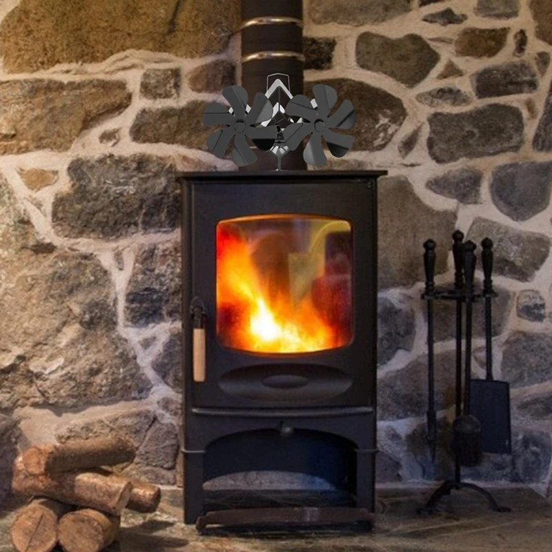 

12 Blade Double Head Chimney Fan Wood Stove Fan Heat Powered Stove Top Fans For Gas Stove Electric Stove Wood Stove