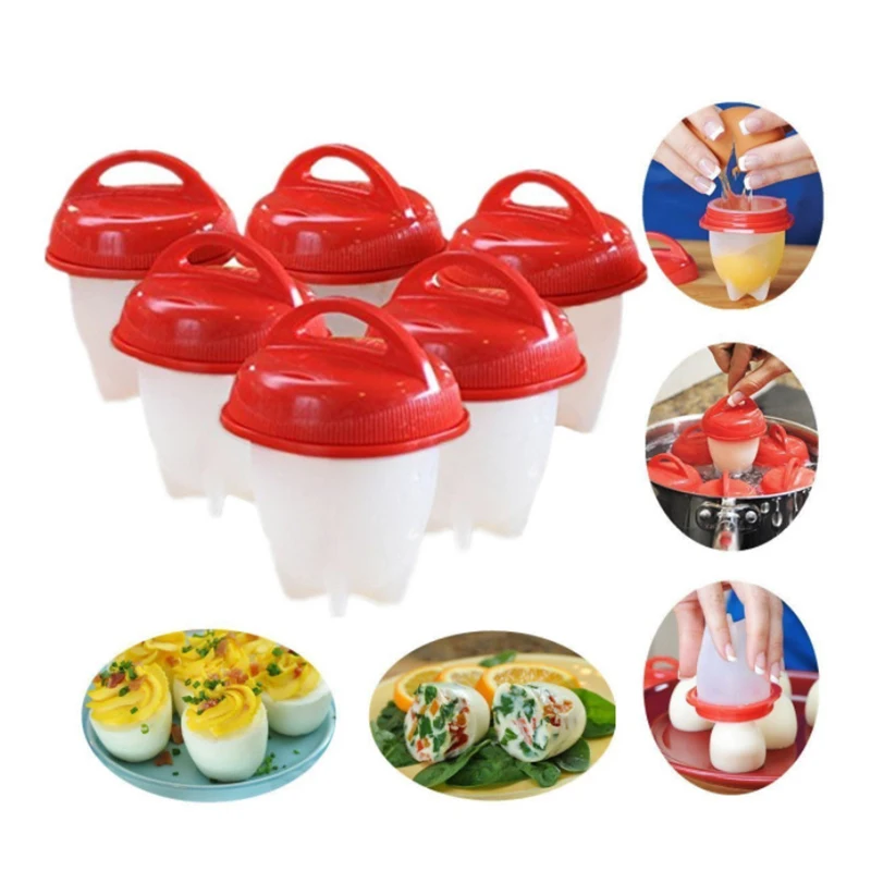 

6PCS/12PCS Silicone Egg Cooker Set Non-Stick Steamed Eggs Mold Poachers Boiler Cookers Silicone Egg Cup With Shell To Cook Eggs