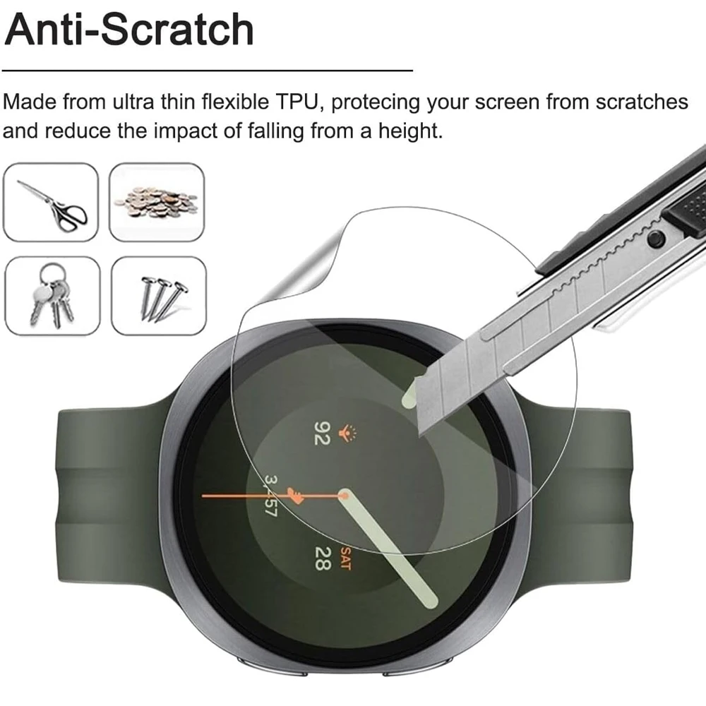 Фото Защитная пленка для Samsung Galaxy Watch 9 44 мм 40 мм, прозрачная, гибкая, мягкая, из ТПУ, антицарапинная, без пузырьков. №5