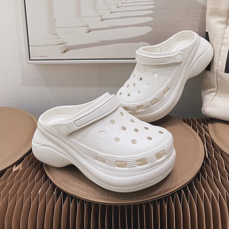 

Super high bottom 7cm women summer slippers hole breathable slides girls student casual sandals shoes