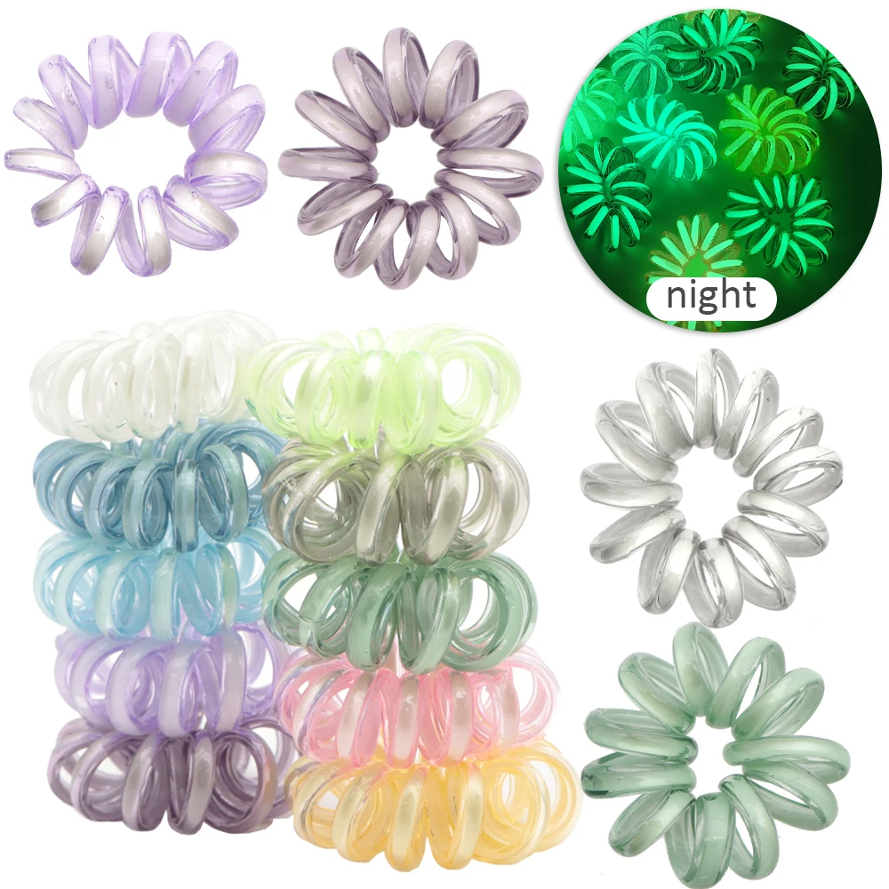 

5PCS Luminous Spiral Hair Ties Hair Accessories Headband Scrunchie Kids Ponytail Holder Ornaments Gift Party Costume,5Yc29875