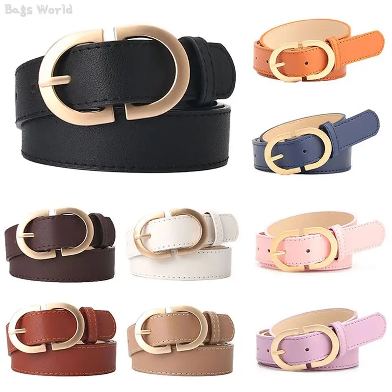 

1x Fashion Leather Belts for Women Simple Mental Pin Buckle Girls Thin Belt Denim Jeans Dress Skirt Luxury Brand Retro Waistband