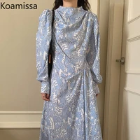 koamissa women spring floral maxi dress lace up belted bodycon korean dresses fashion lady chic ropa mujer 2022 new vestidos