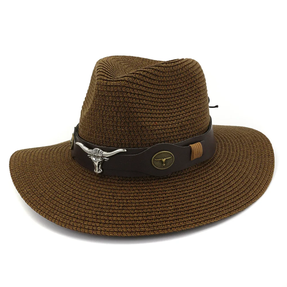 

Wholesale Sun Hats Men Women Summer Panama Wide Brim Straw Hats Fashion Colorful Outdoor Jazz Beach Sun Protective Cap