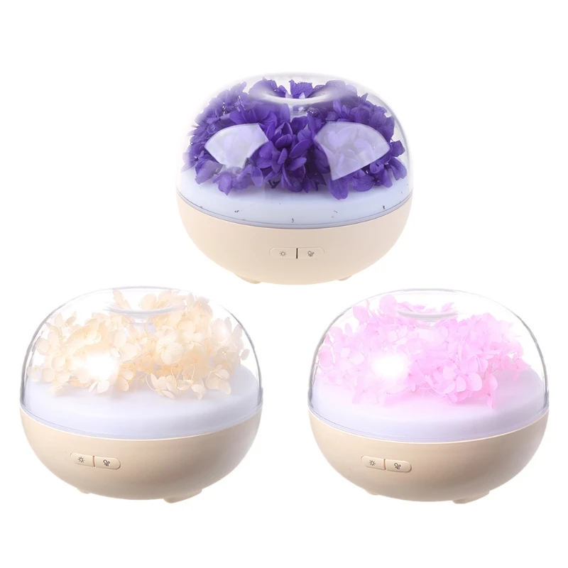 

Preserved Flower Essential Oil Diffuser Colorful LED Lights Waterless Auto-Off New Dropship