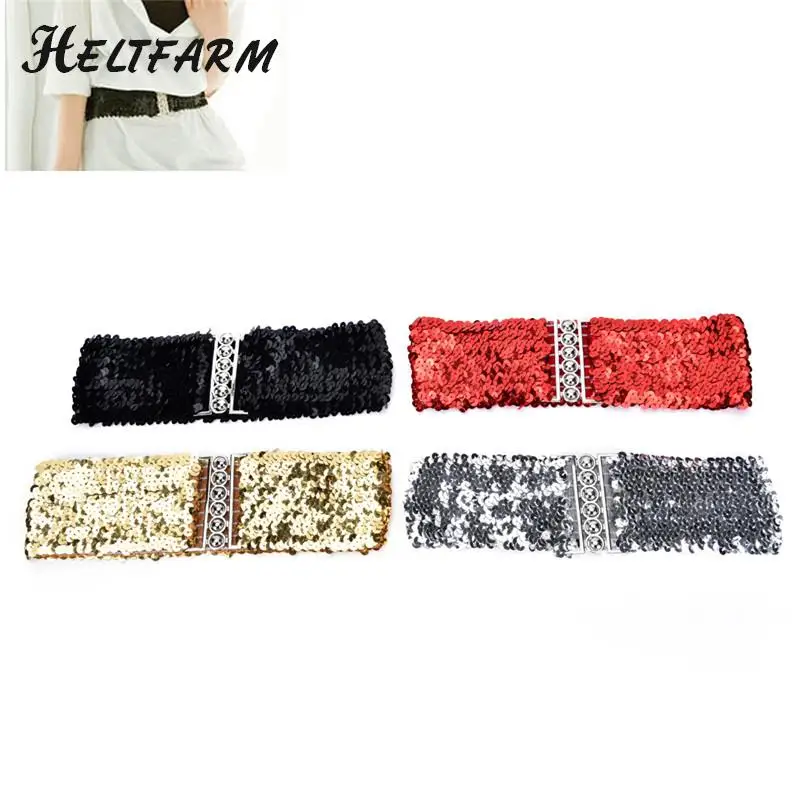 

1pcs Wide Waist Belt Waistband Fashion Ladies Waistband Bling Womens Rivet Sequins Casual Elastic Stretch
